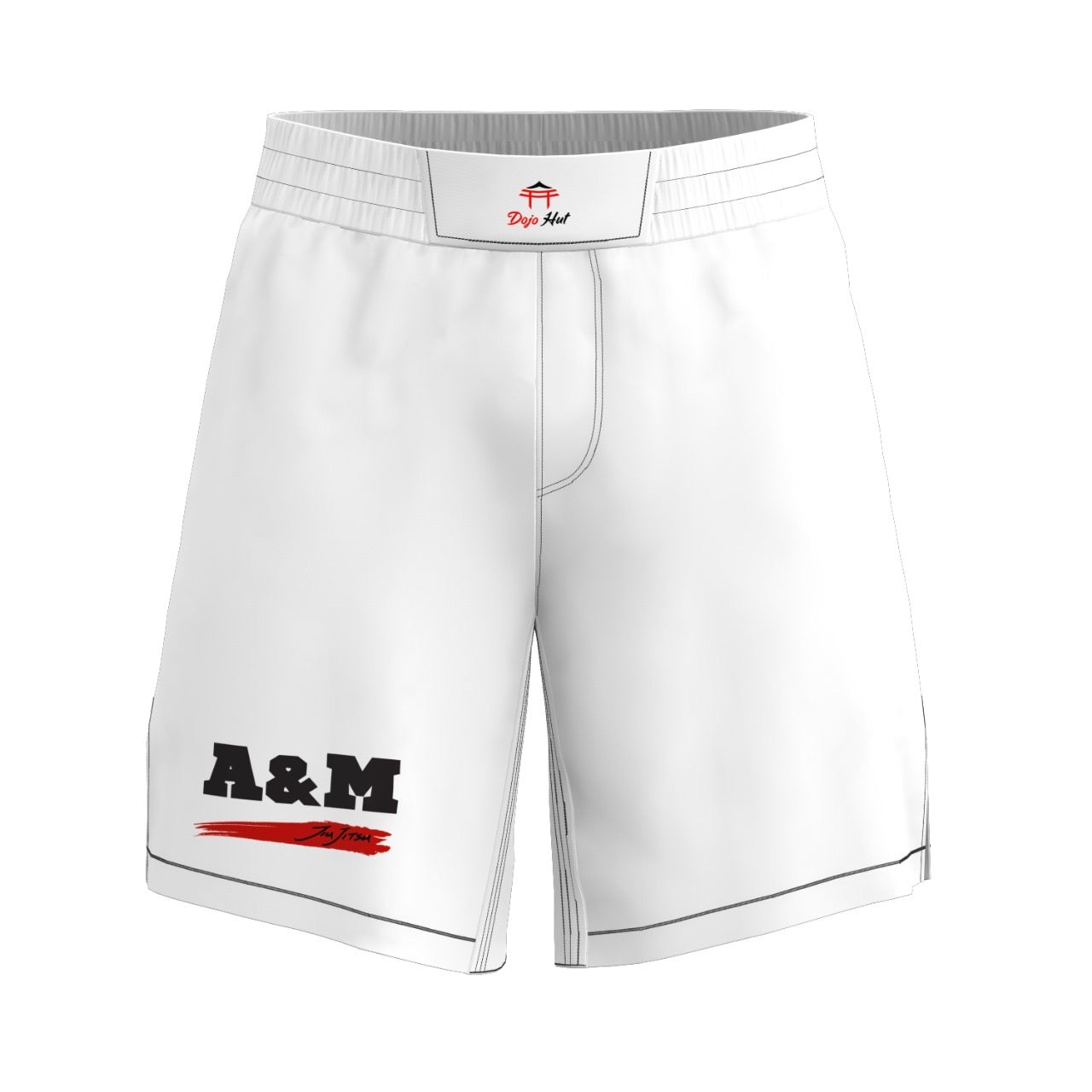 “A&M” White MMA Shorts