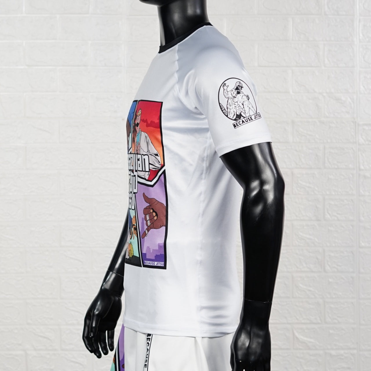 Because Jitsu White Brazilian Gi Rashguard