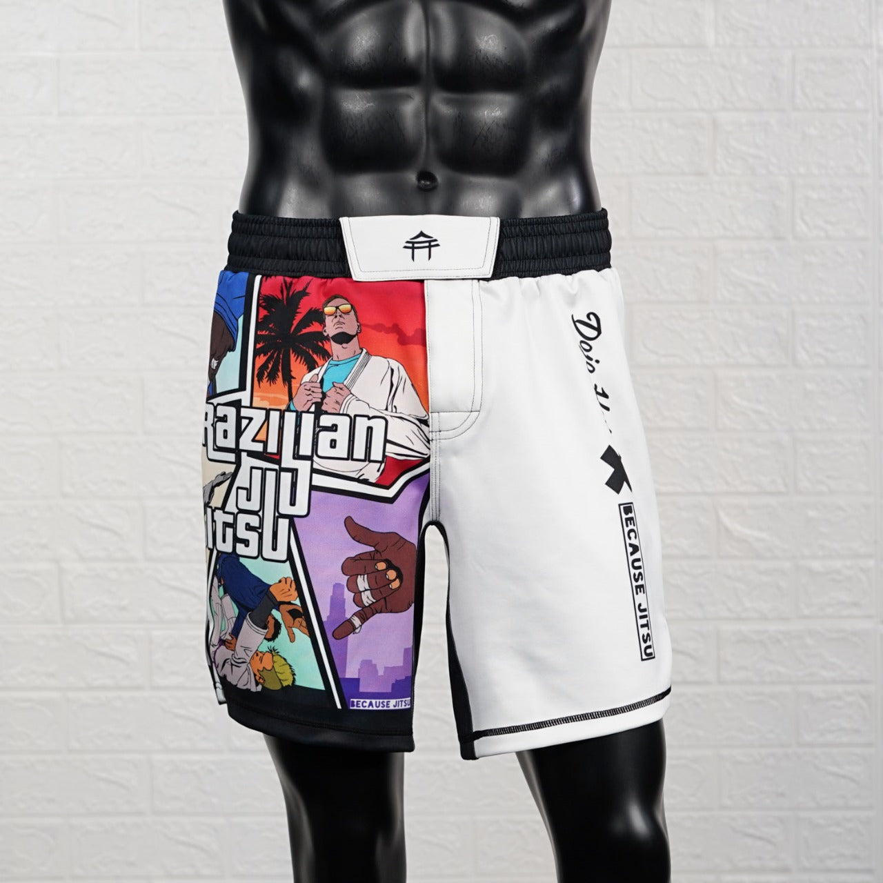 Because Jiujitsu Black & White Brazilian Jiujitsu MMA Shorts