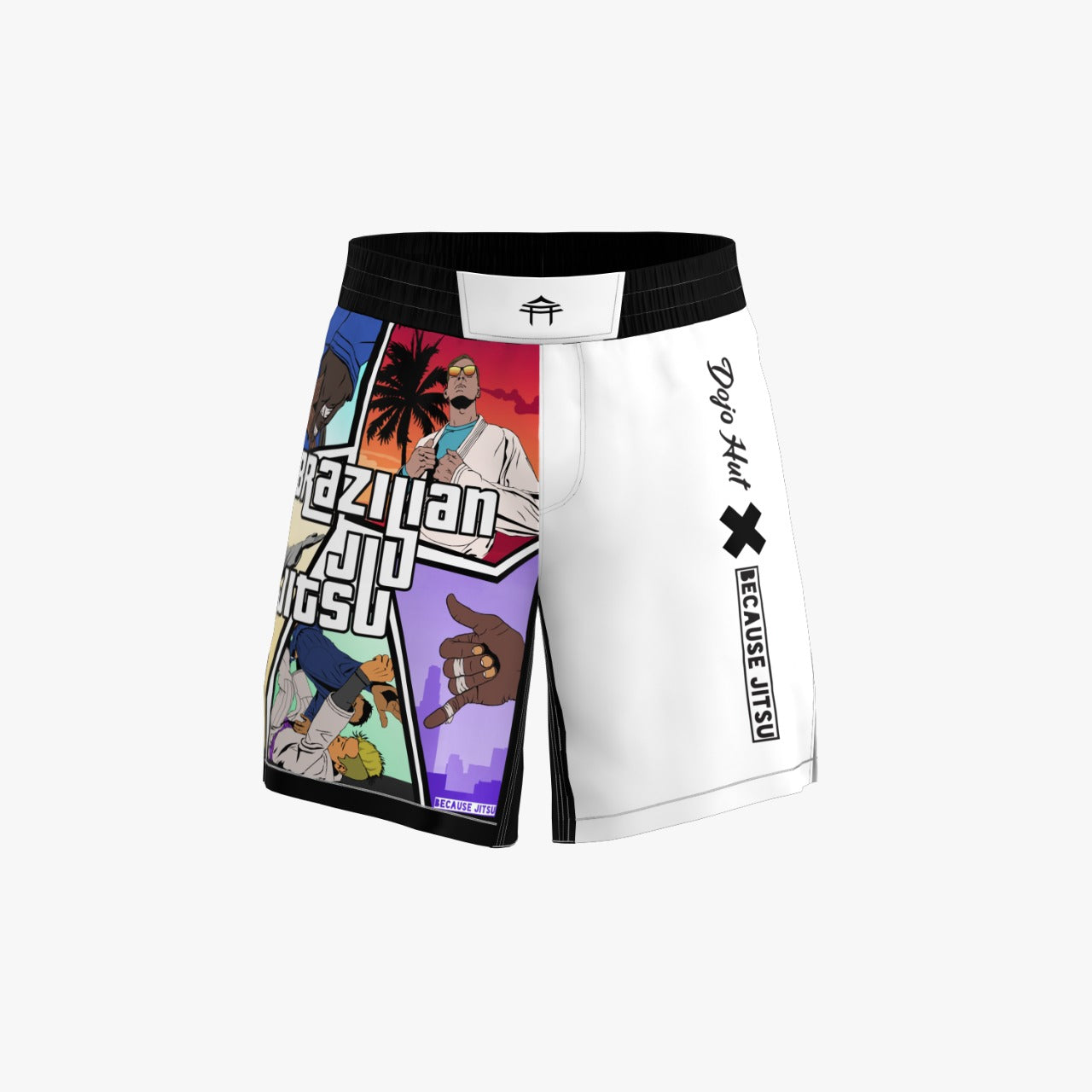 Because Jiujitsu Black & White Brazilian Jiujitsu MMA Shorts
